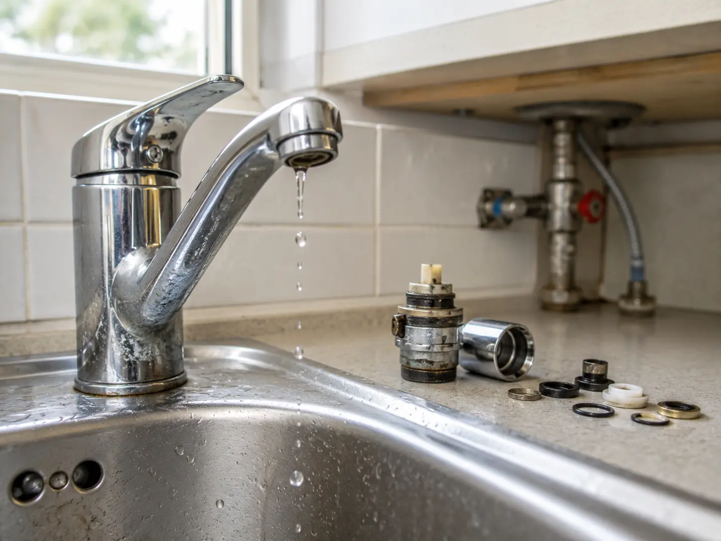Worn tap parts that can cause dripping
