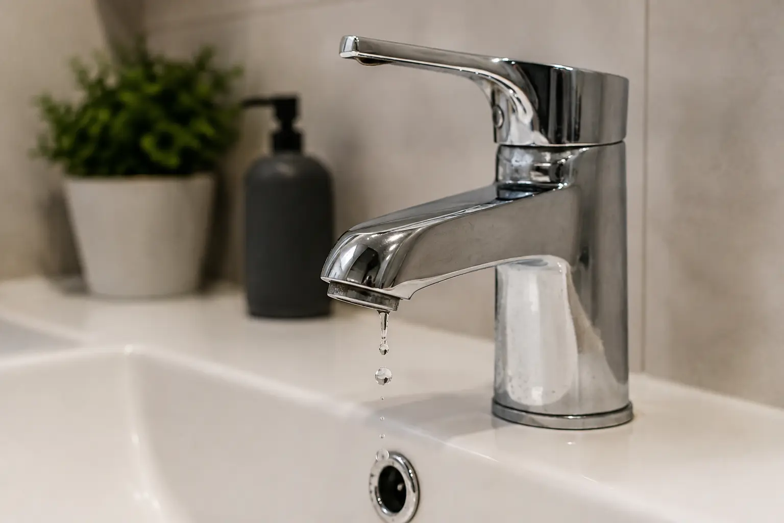 Plumber checking a running bathroom tap