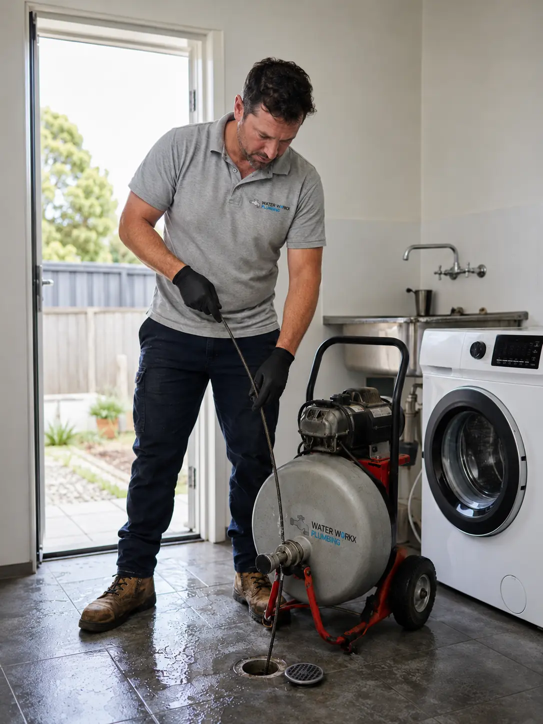 blocked laundry drain Kingsgrove inspection by a licensed plumber